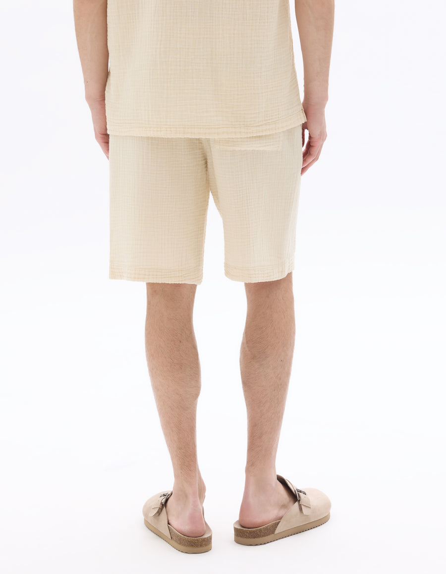 Regular Fit 100% Cotton Shorts - Ecru