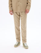 Straight Fit Tencel Formal Trousers - Beige