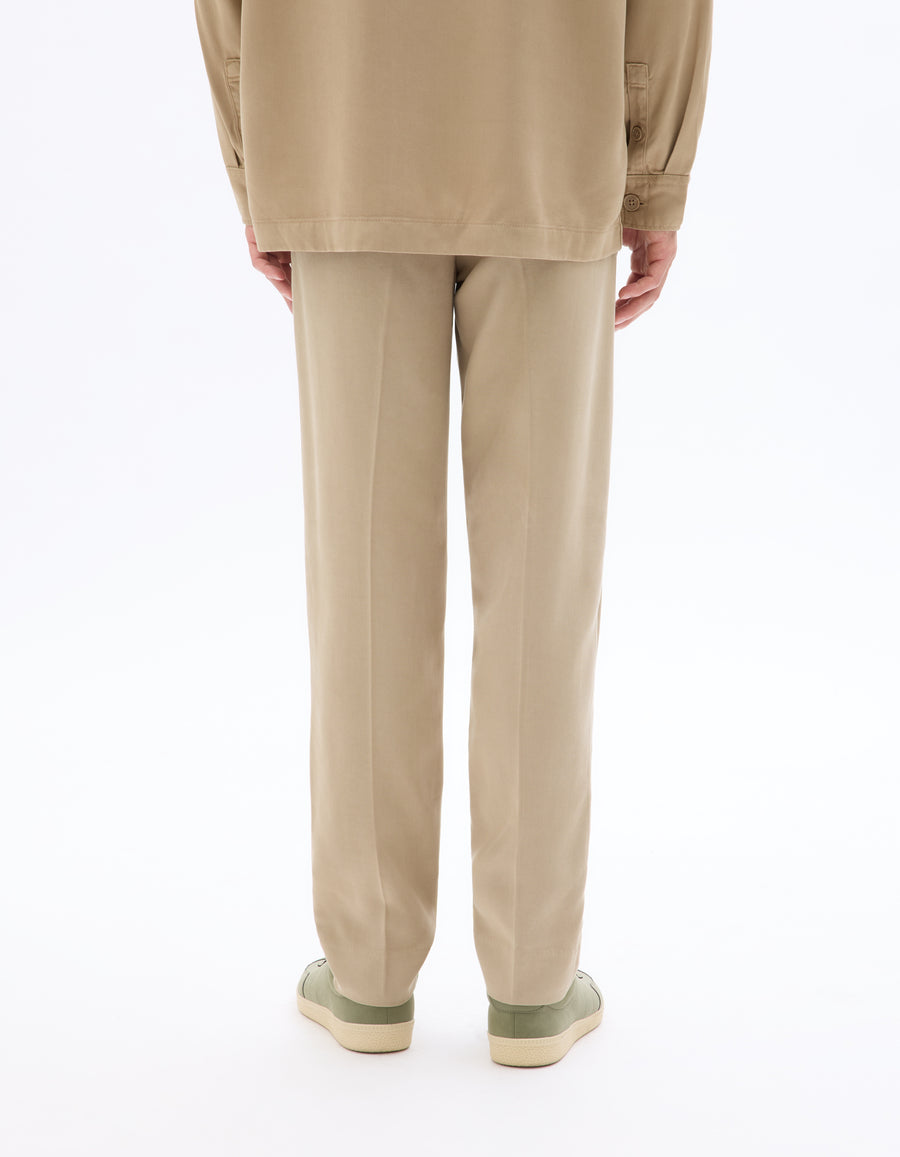 Straight Fit Tencel Formal Trousers - Beige