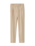 Straight Fit Tencel Formal Trousers - Beige