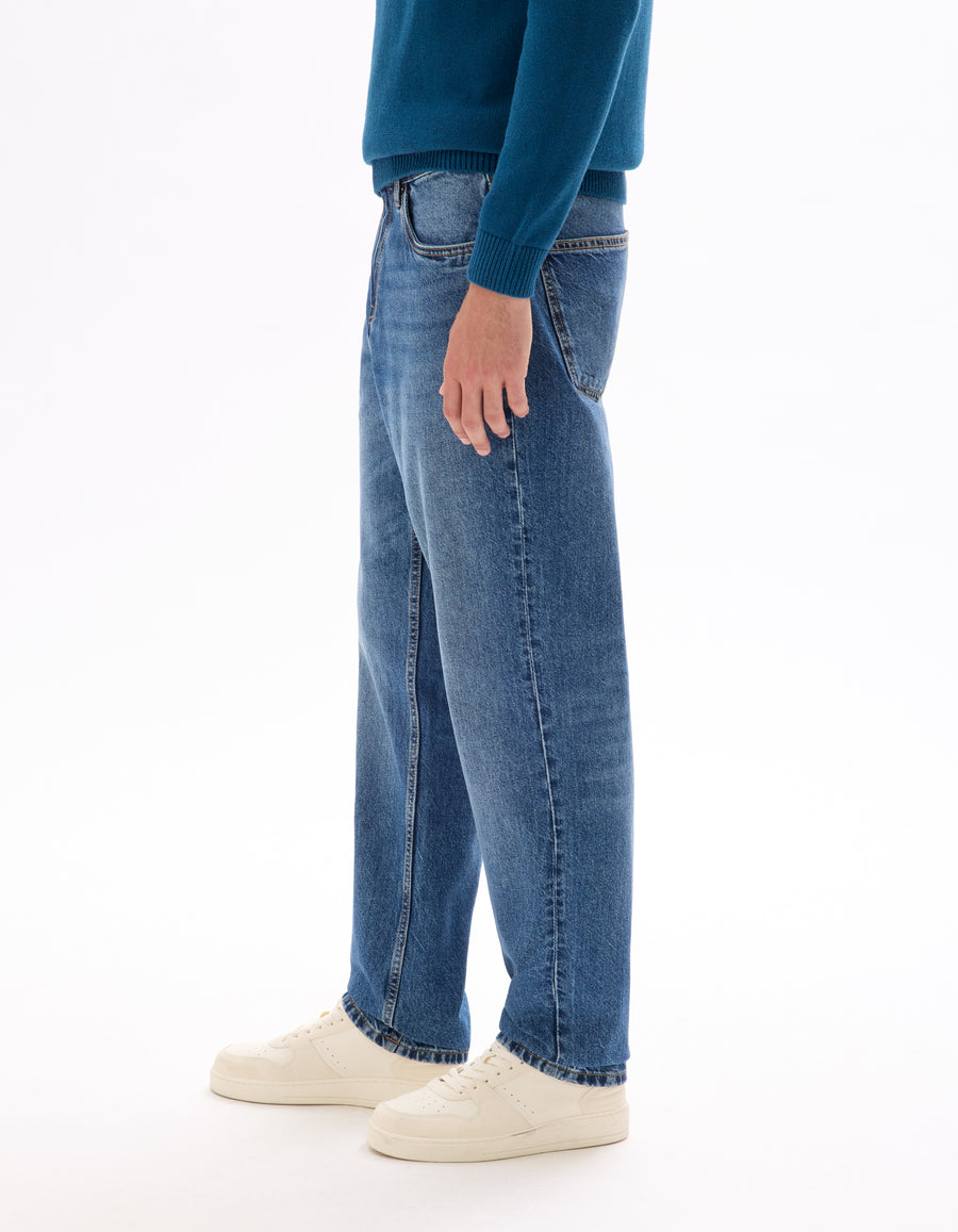 Loose Fit 100% Cotton Jeans - Blue
