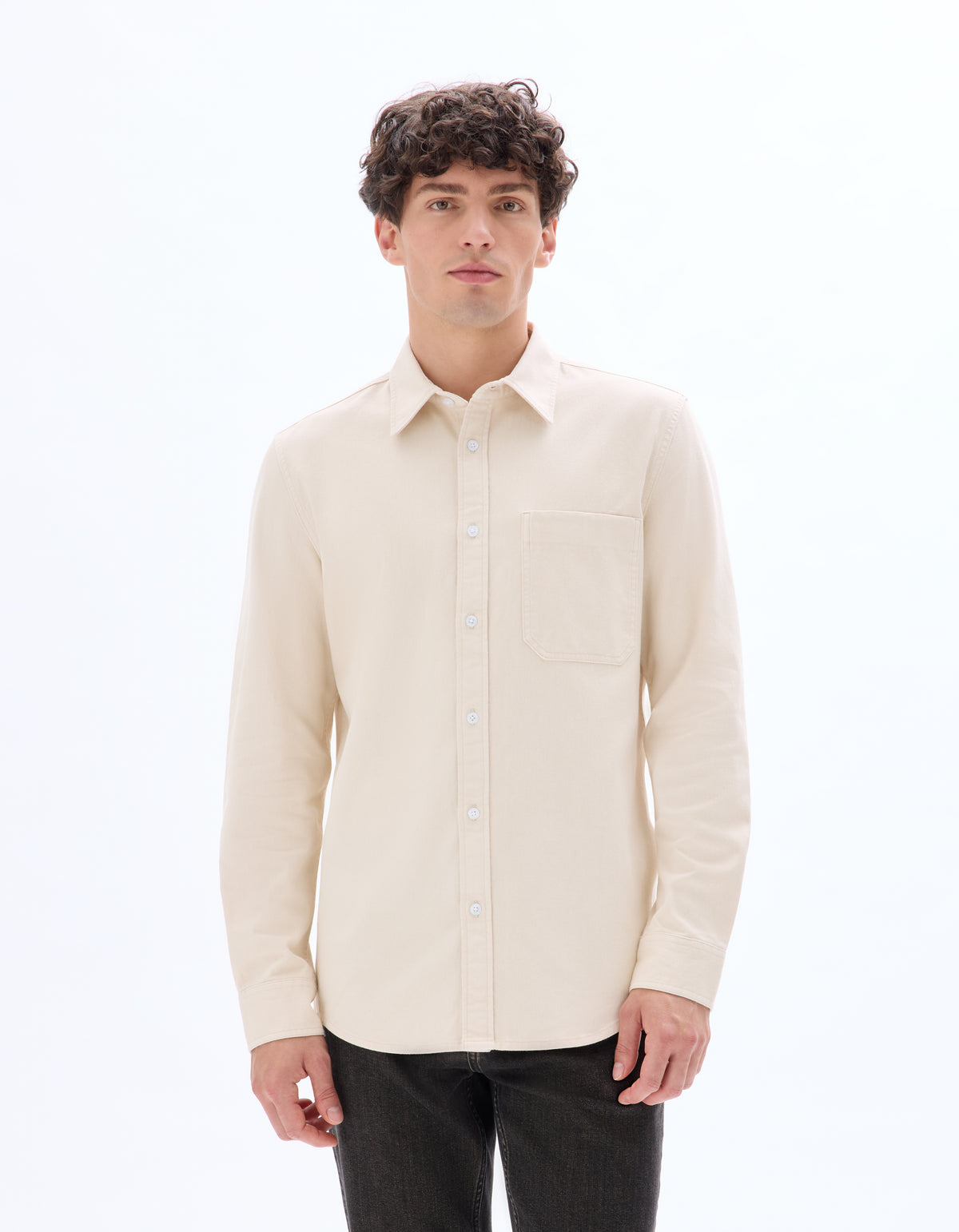 Regular Fit 100% Cotton Spread Collar Shirt - Off White