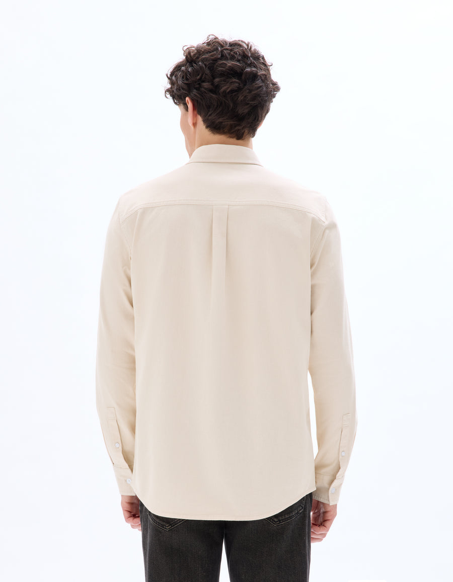 Regular Fit 100% Cotton Spread Collar Shirt - Off White