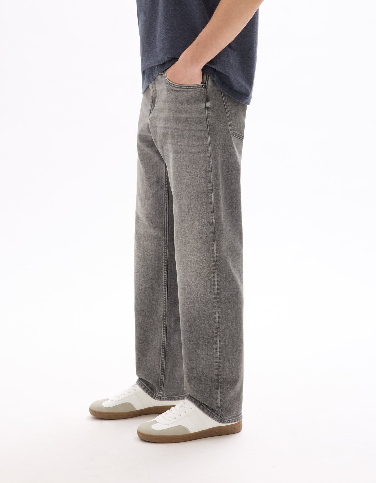 Loose Fit 100% Cotton Jeans - Grey