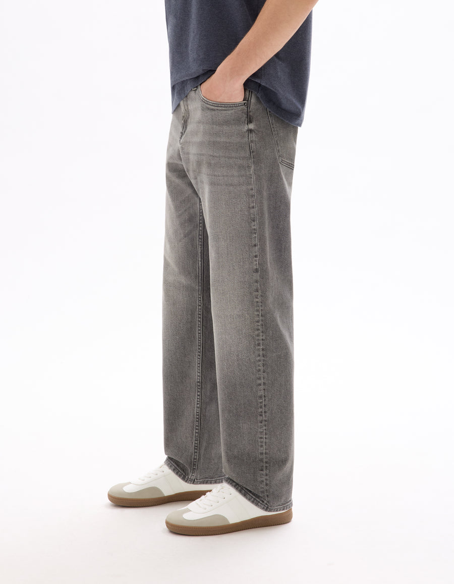 Loose Fit 100% Cotton Jeans - Grey