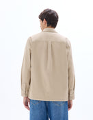 Overshirt Fit Cotton Spread Collar Shirt - Beige