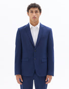 Slim Fit Poly Viscose Blazer - Blue