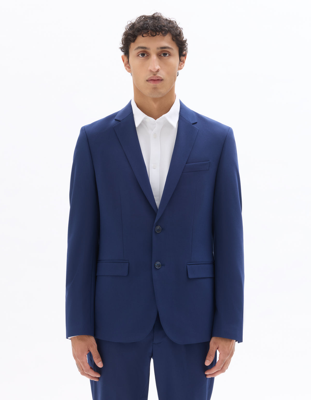 Slim Fit Poly Viscose Blazer - Blue