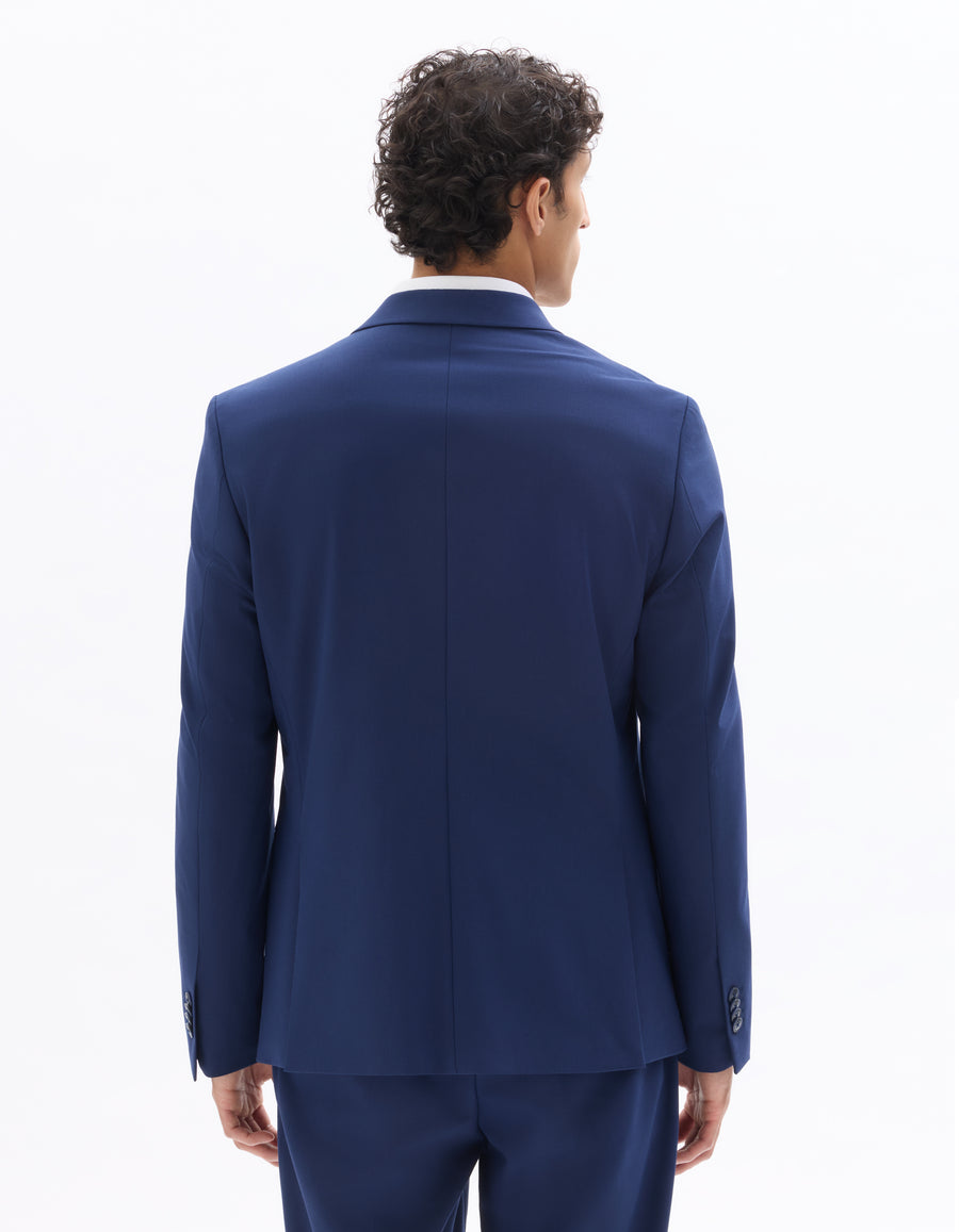 Slim Fit Poly Viscose Blazer - Blue
