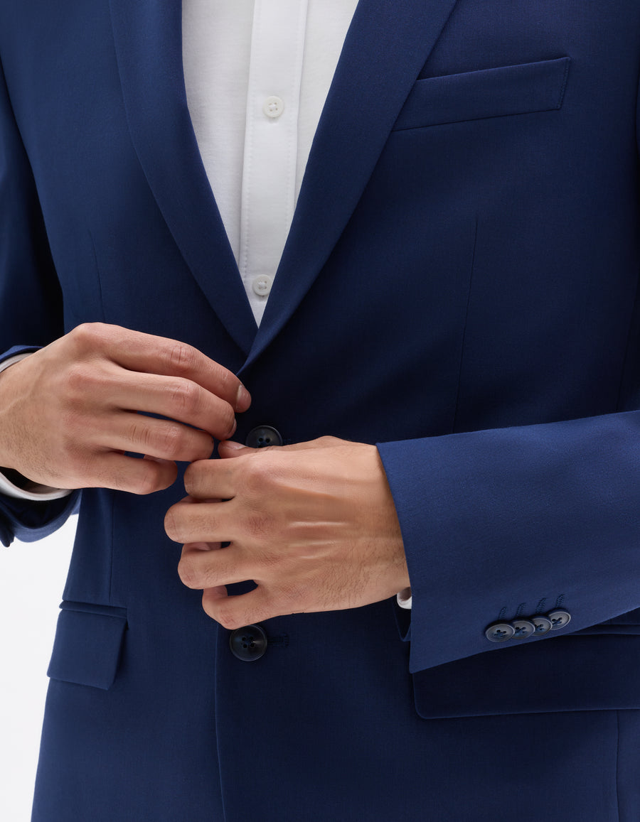 Slim Fit Poly Viscose Blazer - Blue
