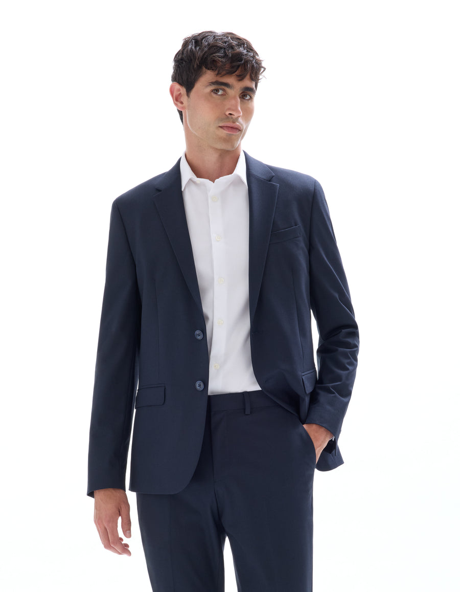 Slim Fit Poly Viscose Blazer - Navy Blue