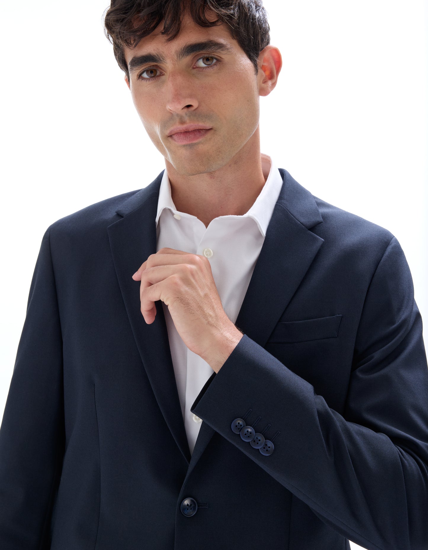 Slim Fit Poly Viscose Blazer - Navy Blue