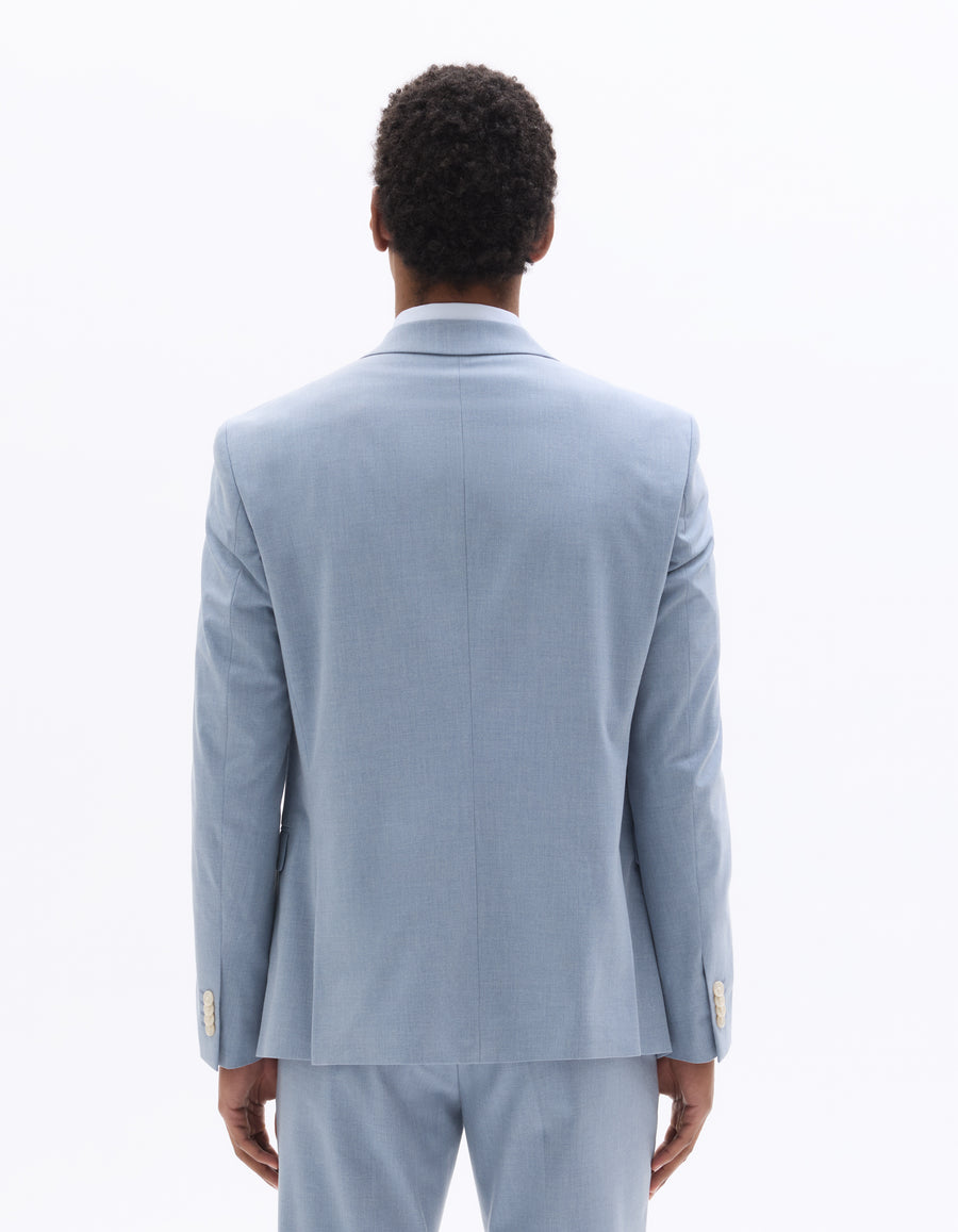 Slim Fit Poly Viscose Blazer - Chambray