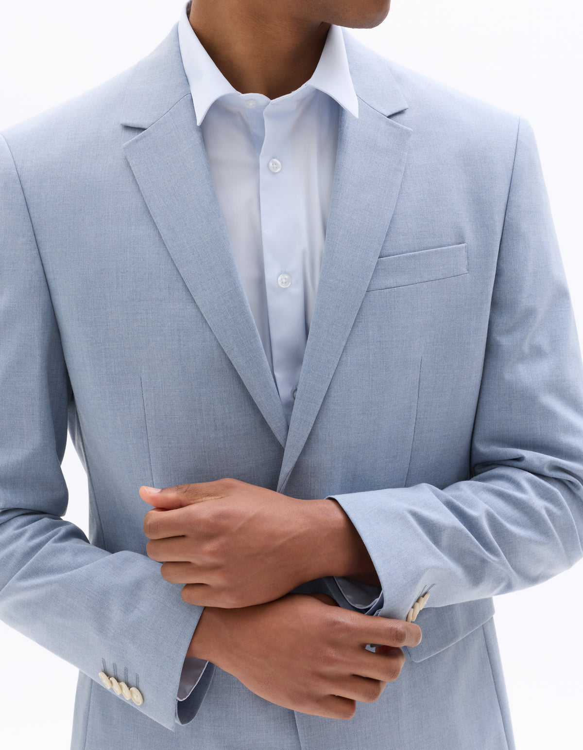 Slim Fit Poly Viscose Blazer - Chambray