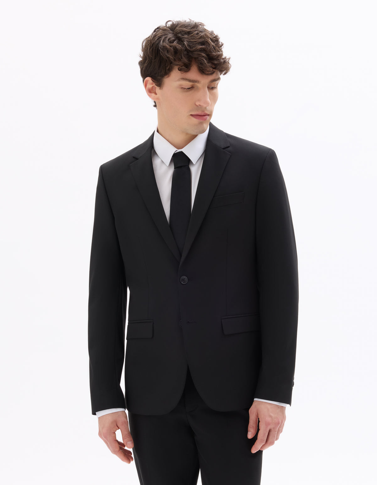 Slim Fit Poly Viscose Blazer - Black