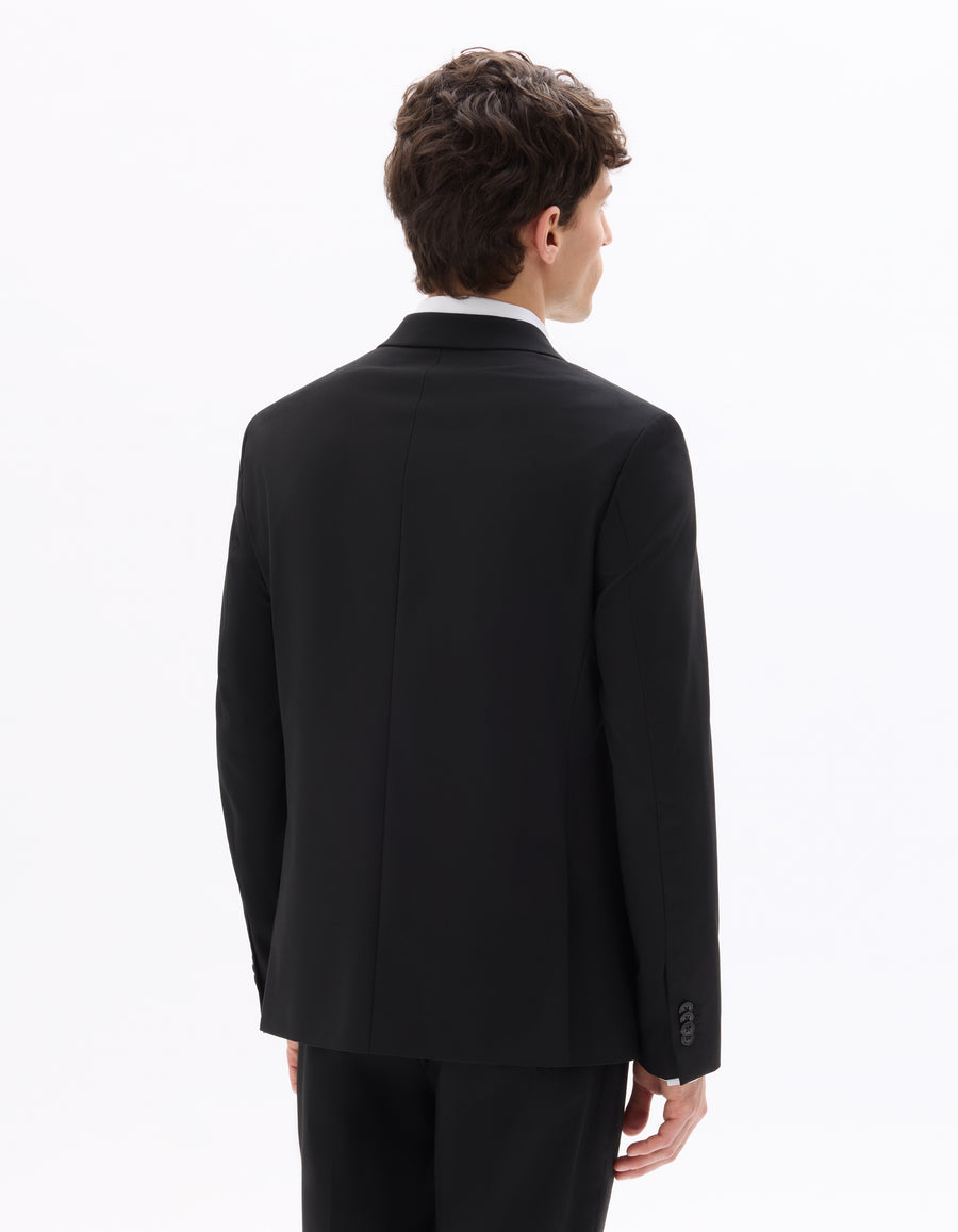 Slim Fit Poly Viscose Blazer - Black
