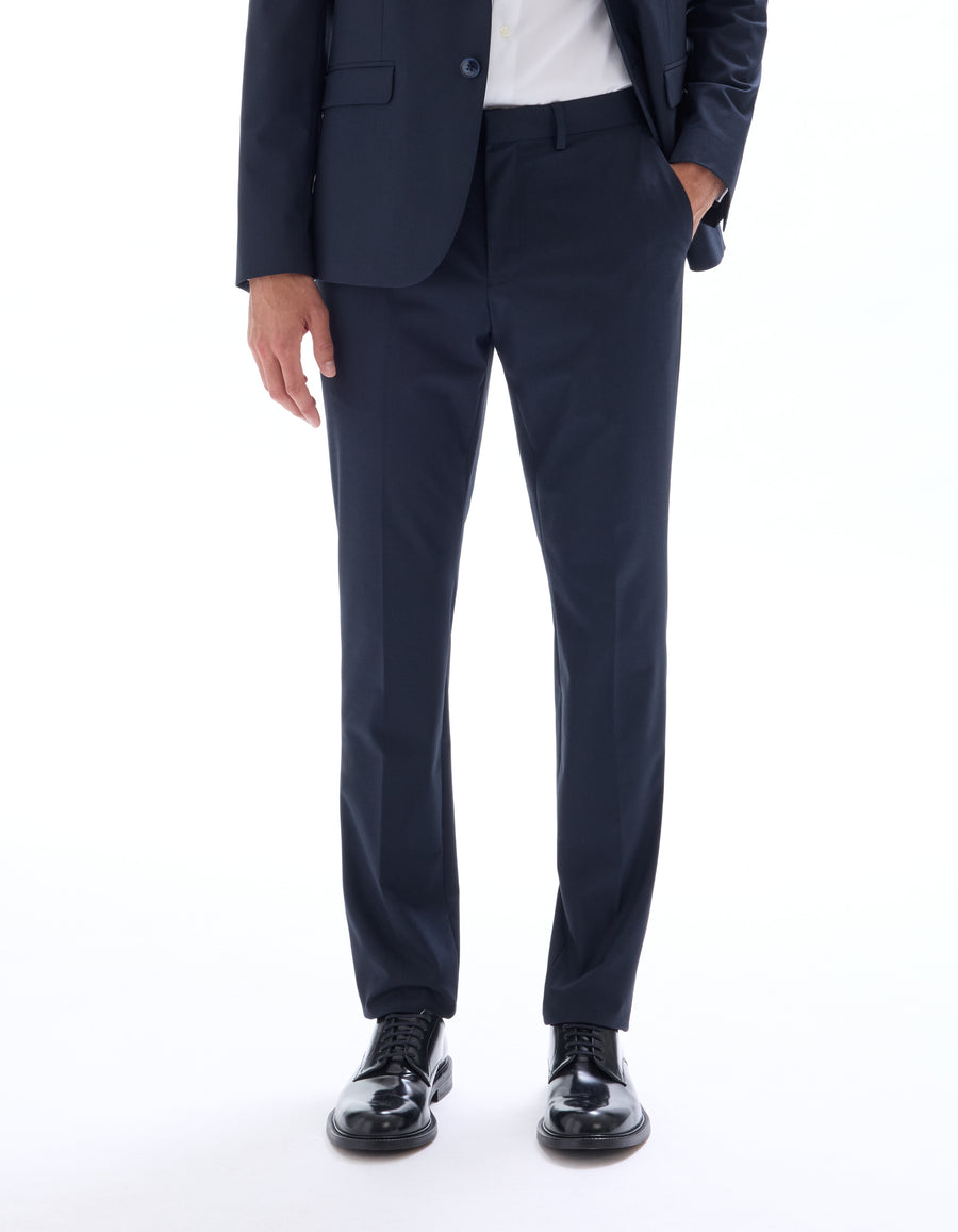 Slim Fit Poly Viscose Formal Trousers - Navy Blue