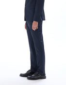 Slim Fit Poly Viscose Formal Trousers - Navy Blue