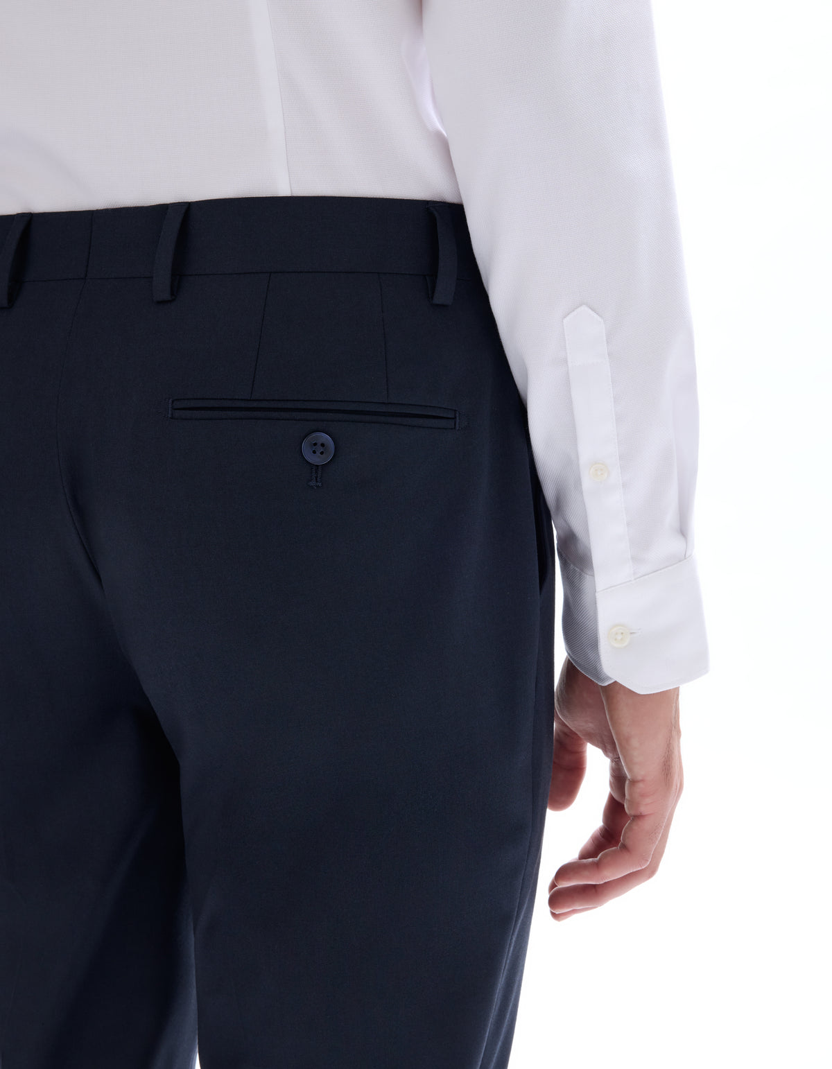 Slim Fit Poly Viscose Formal Trousers - Navy Blue