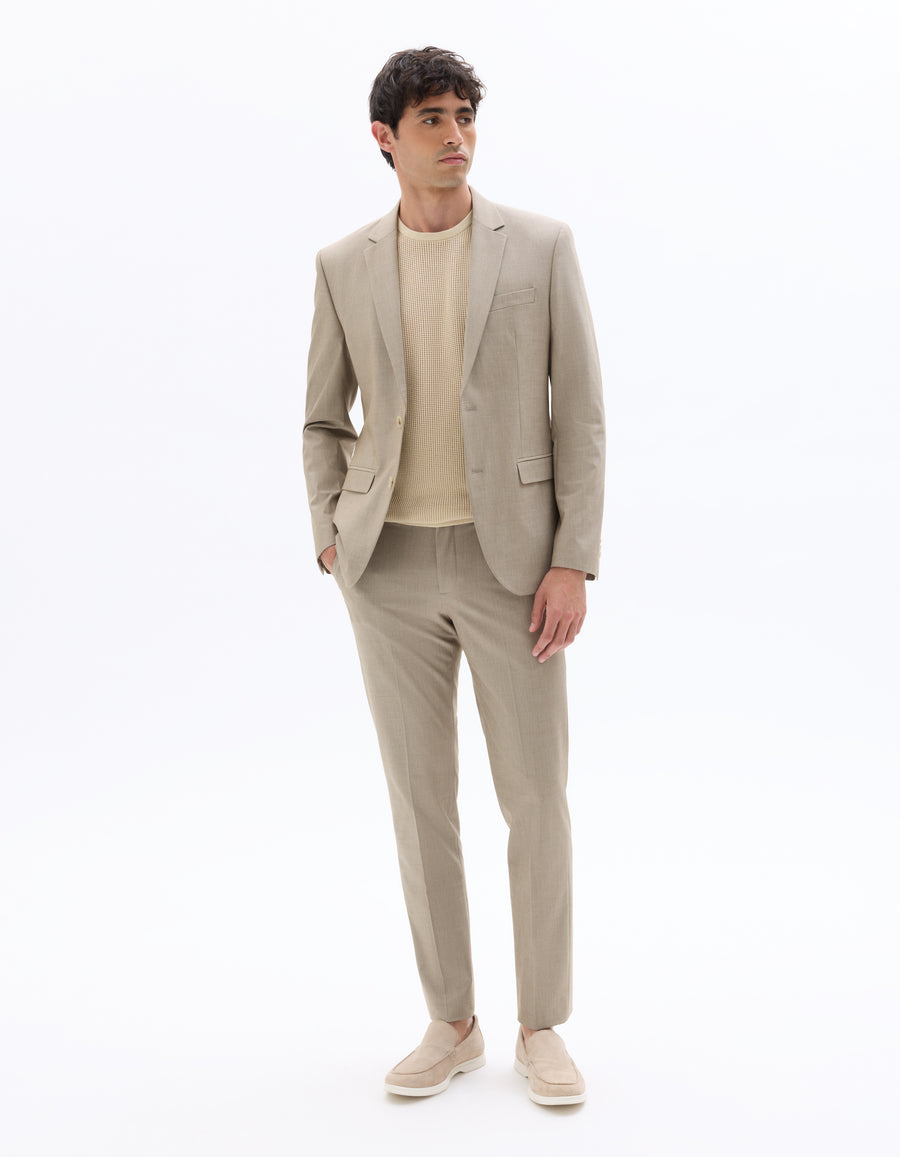 Slim Fit Poly Viscose Formal Trousers - Beige