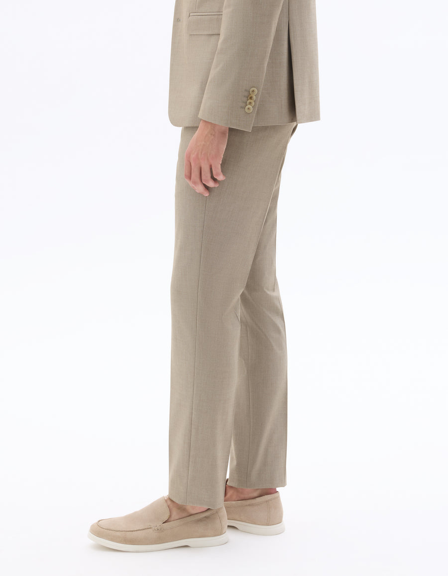 Slim Fit Poly Viscose Formal Trousers - Beige