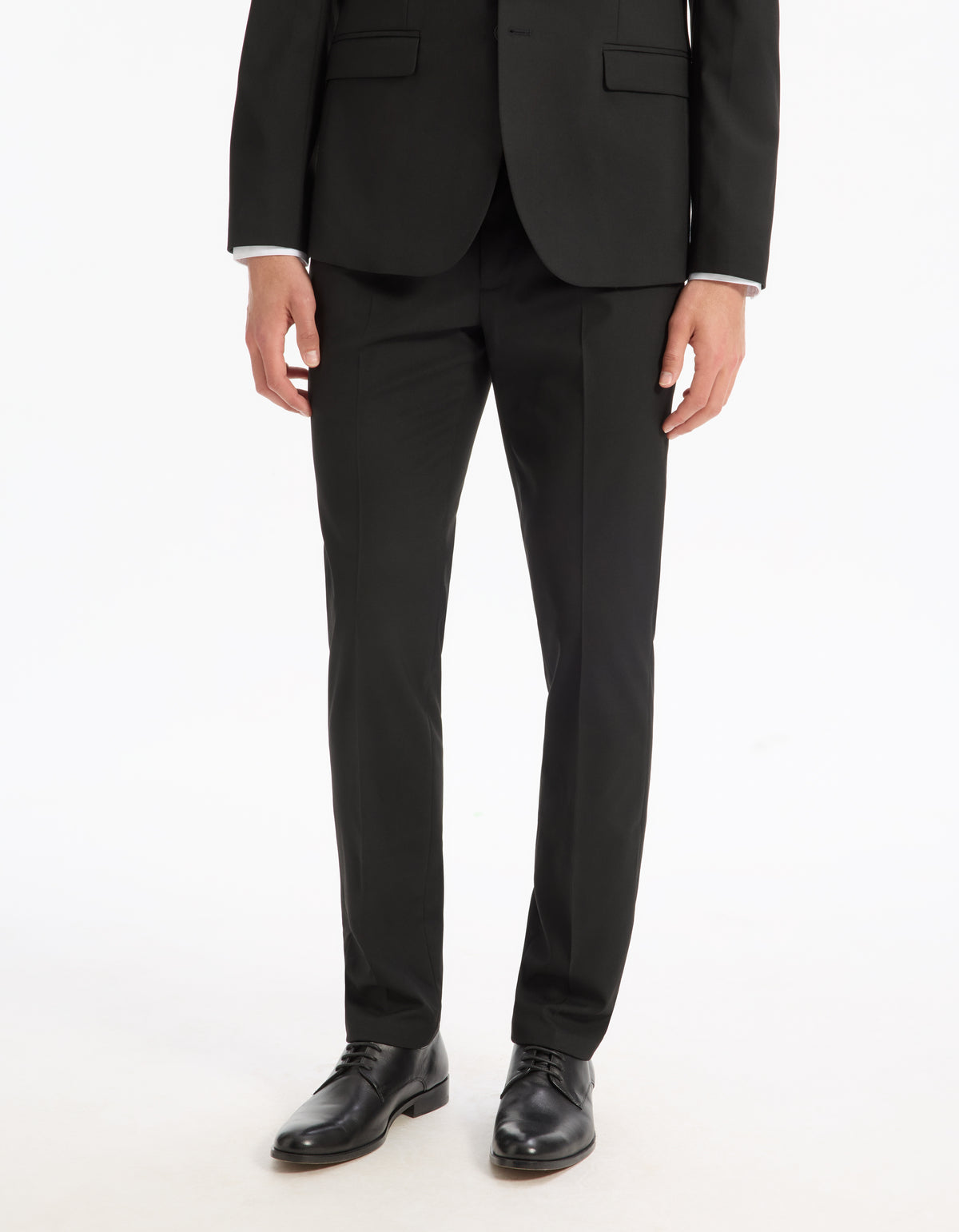 Slim Fit Poly Viscose Formal Trousers - Black