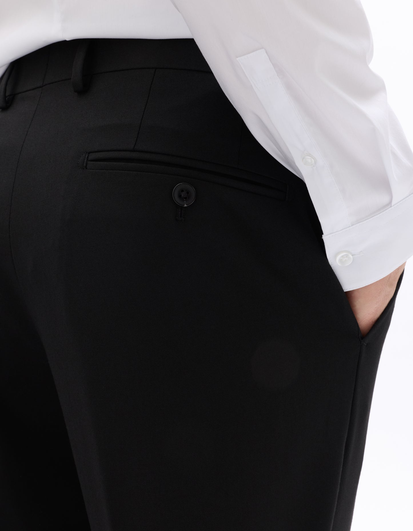 Slim Fit Poly Viscose Formal Trousers - Black