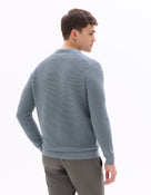 Regular Fit 100% Cotton Textured Polo Collar Sweater - Grey