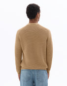 Regular Fit 100% Cotton Textured Polo Collar Sweater - Beige