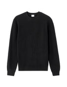 Regular Fit Poly-Cotton Textured Crew Neck Sweaters - Black