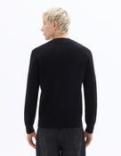 Regular Fit Poly-Cotton Textured Crew Neck Sweaters - Black