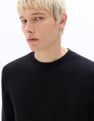 Regular Fit Poly-Cotton Textured Crew Neck Sweaters - Black