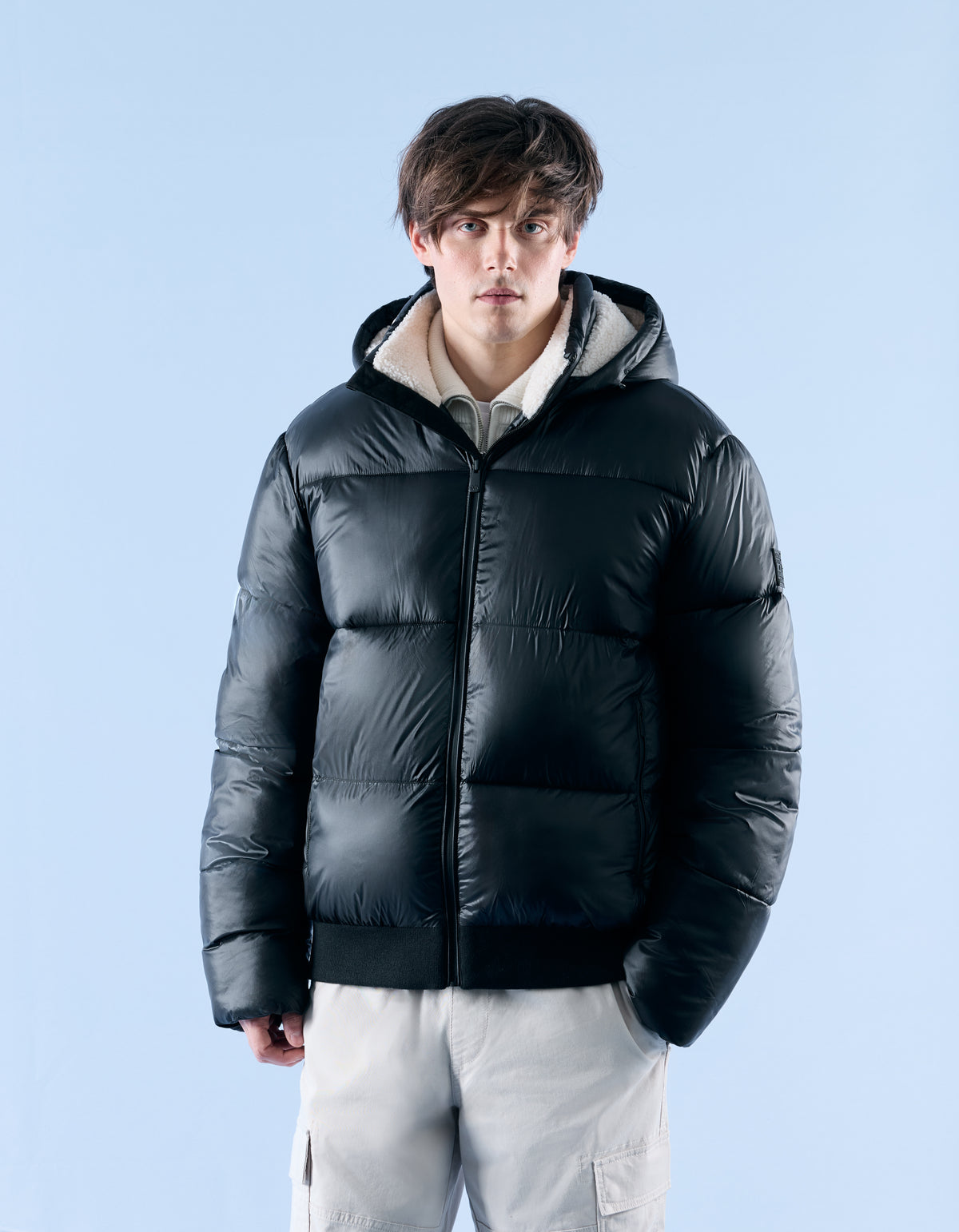 Regular Fit 100% Polyamide Solid Hooded Jackets - Black