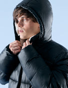 Regular Fit 100% Polyamide Solid Hooded Jackets - Black