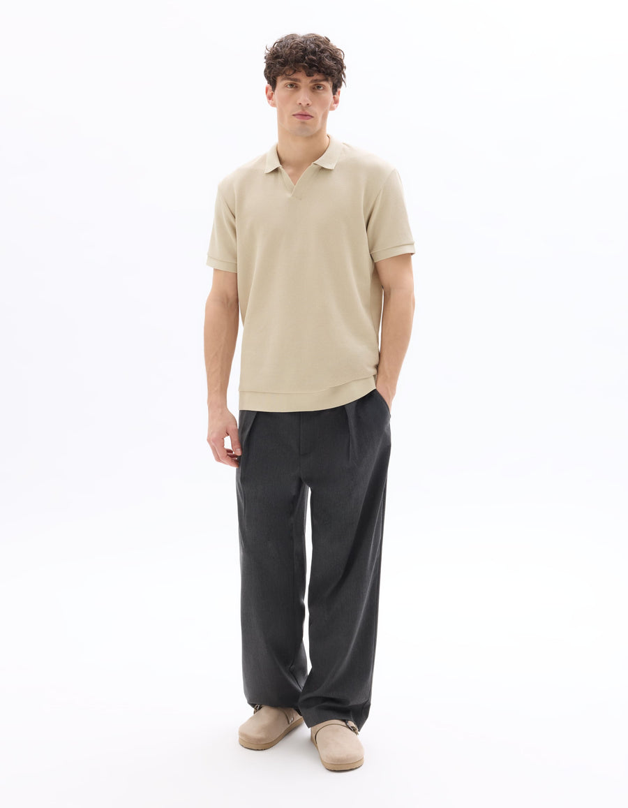Regular Fit Polyester T-Shirt - Beige
