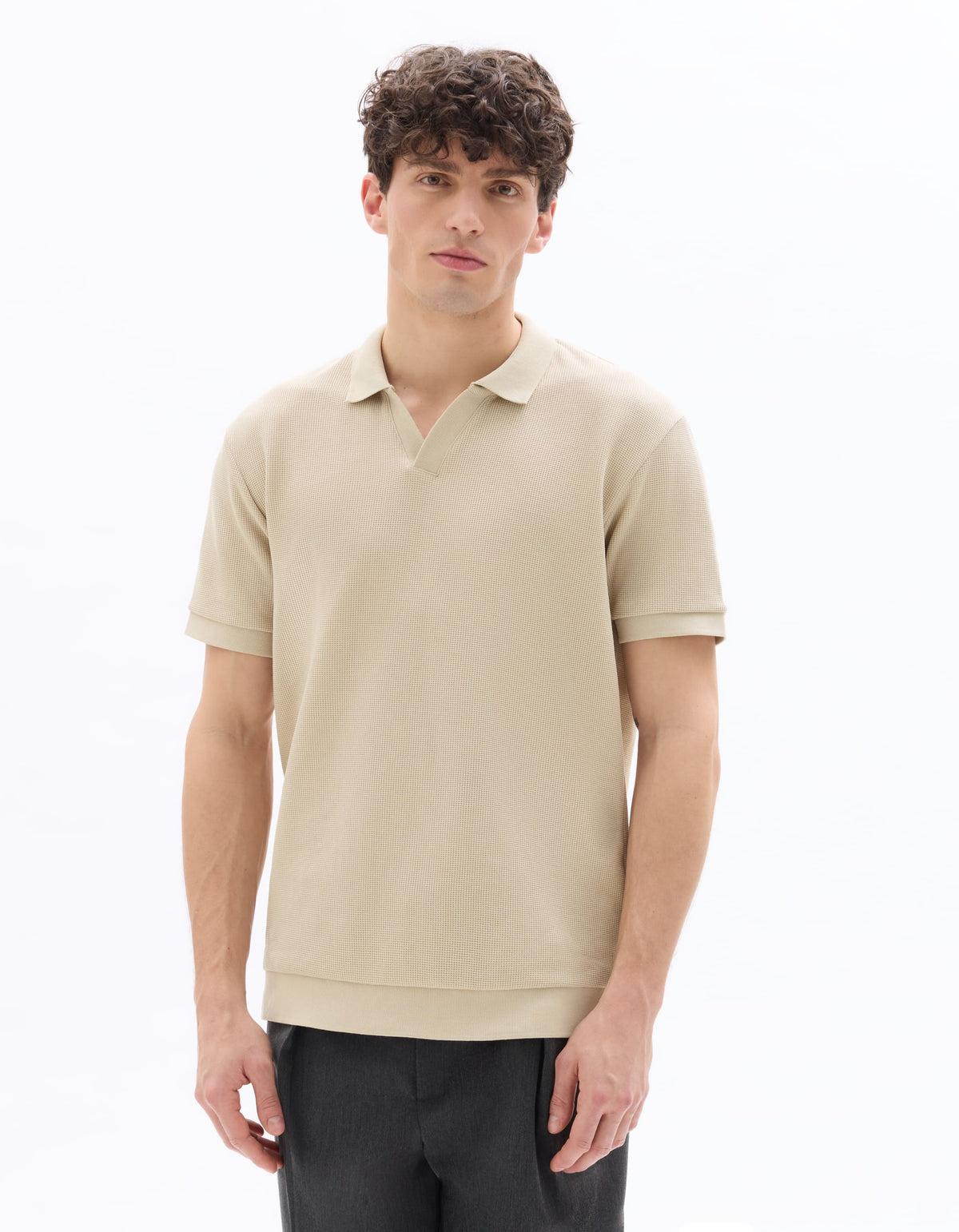 Regular Fit Polyester T-Shirt - Beige