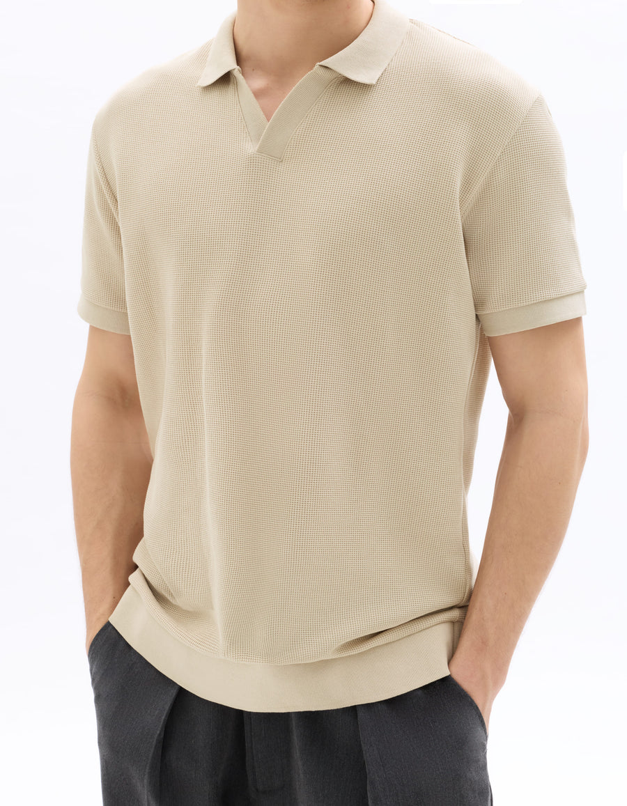 Regular Fit Polyester T-Shirt - Beige