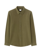 Regular Fit Cotton Spread Collar Shirt - Khaki