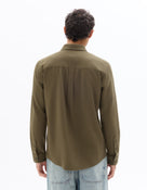 Regular Fit Cotton Spread Collar Shirt - Khaki