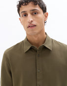 Regular Fit Cotton Spread Collar Shirt - Khaki