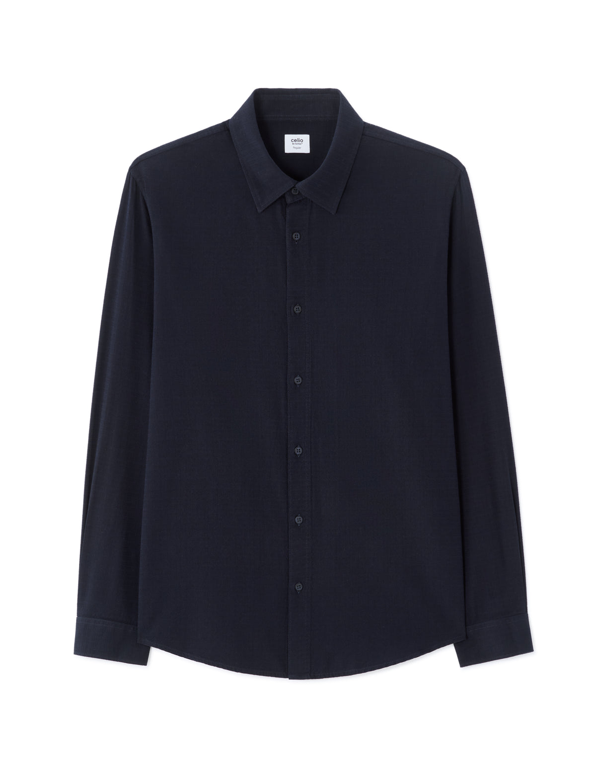 Regular Fit Cotton Spread Collar Shirt - Navy Blue