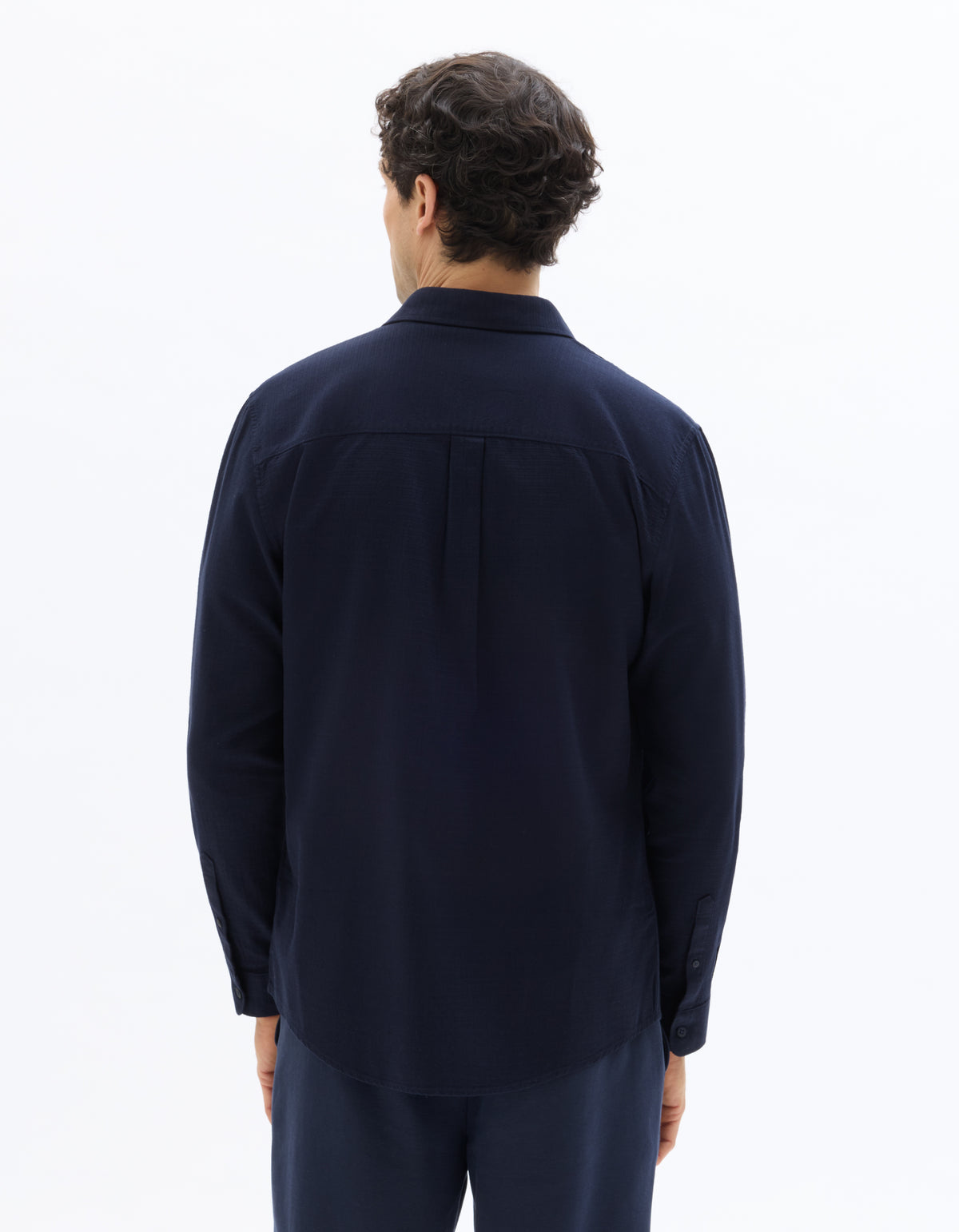 Regular Fit Cotton Spread Collar Shirt - Navy Blue