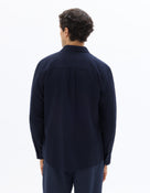 Regular Fit Cotton Spread Collar Shirt - Navy Blue
