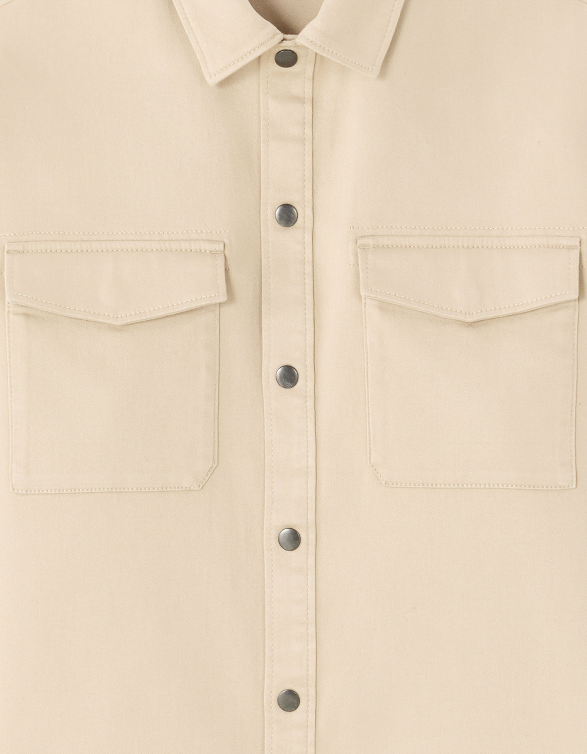 Oversized Fit Polyester Spread Collar Shirt - Beige