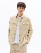 Oversized Fit Polyester Spread Collar Shirt - Beige