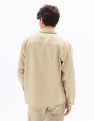 Oversized Fit Polyester Spread Collar Shirt - Beige