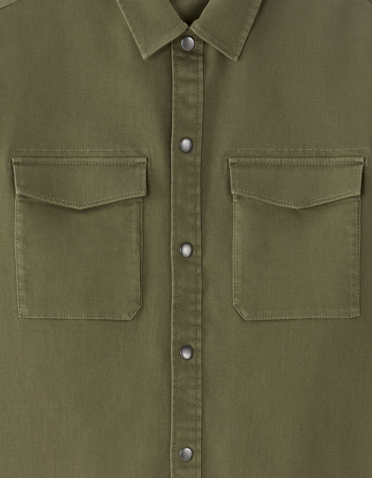 Oversized Fit Polyester Spread Collar Shirt - Khaki