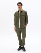 Oversized Fit Polyester Spread Collar Shirt - Khaki