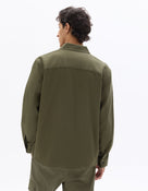 Oversized Fit Polyester Spread Collar Shirt - Khaki