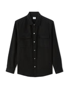 Oversized Fit Polyester Spread Collar Shirt - Black